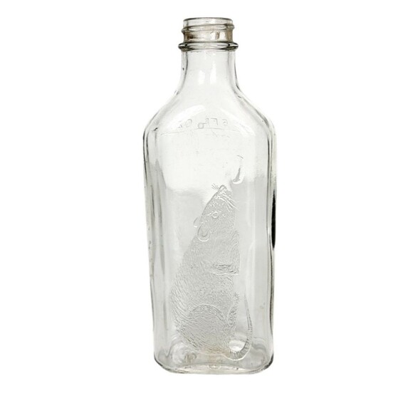 VTG MCM Cowley's Original Rat & Mouse Embossed Gothic Steampunk 2 Glass Bottles - Picture 6 of 13